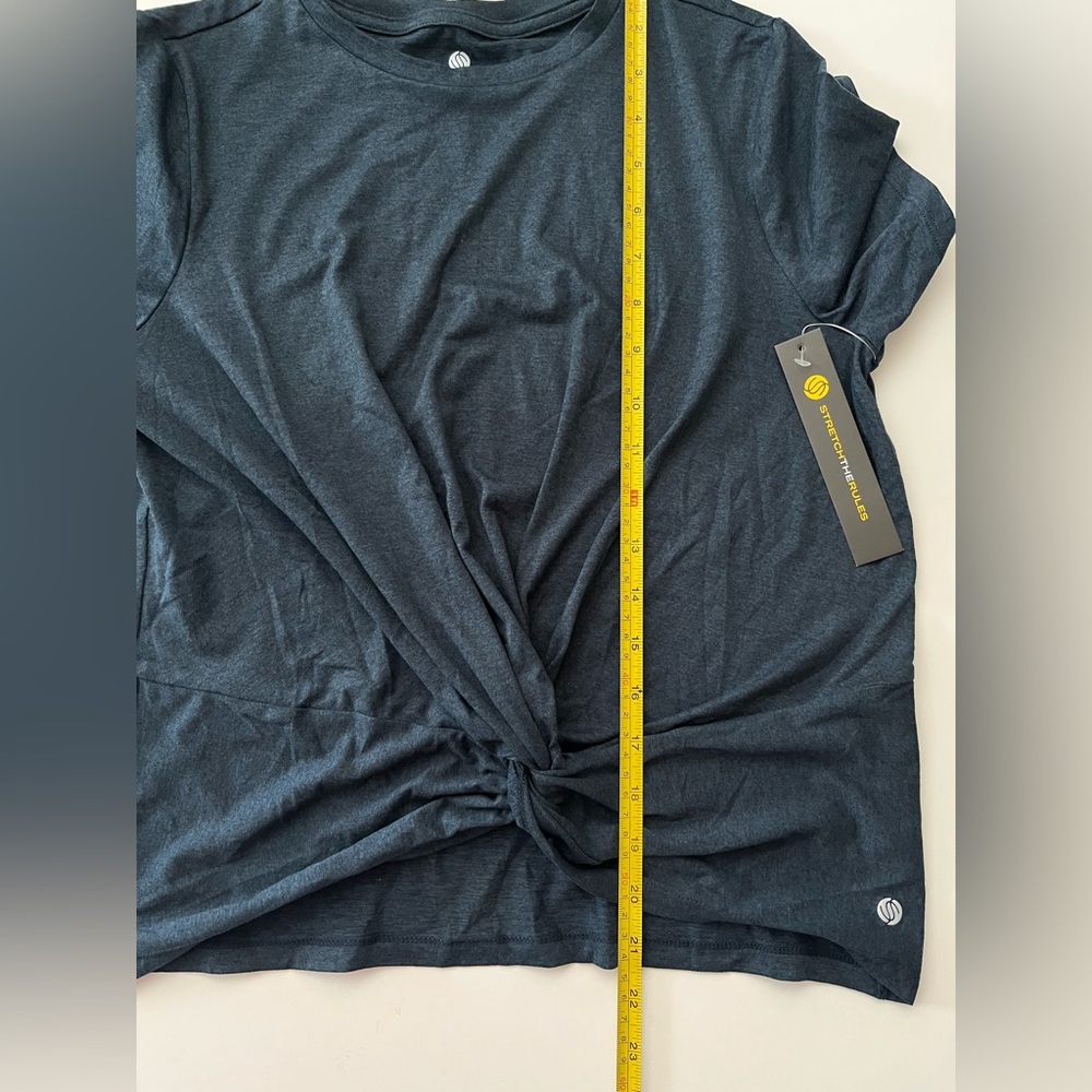 StretchTheRules | NWT Chic Navy Twist Front Short Sleeve Tee - Picture 8 of 8